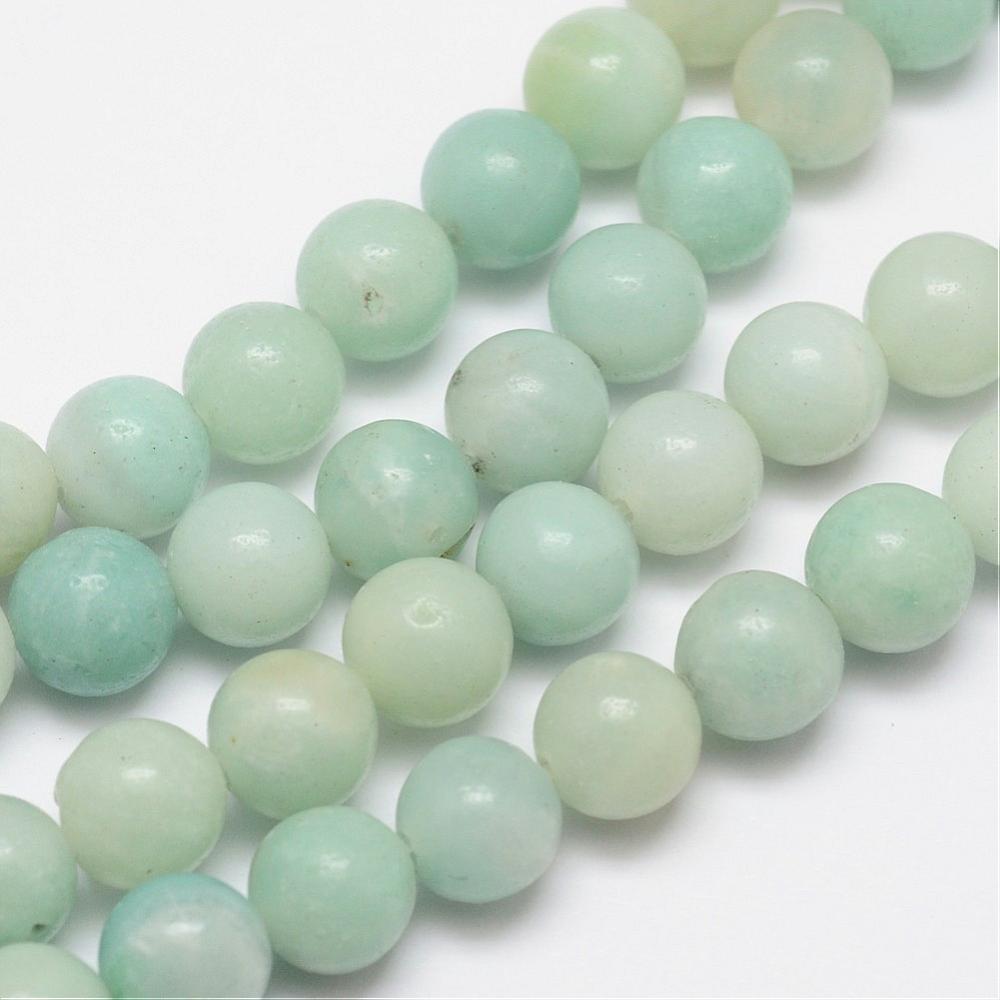 PandaHall Round Natural Amazonite Bead Strands, 4mm, Hole: 1mm; about 95pcs/strand, 16" Amazonite Round