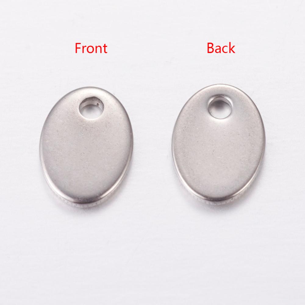 PandaHall 304 Stainless Steel Blank Stamping Tag Pendants, Oval, 7x5x0.6mm, Hole: 1mm Stainless Steel Oval