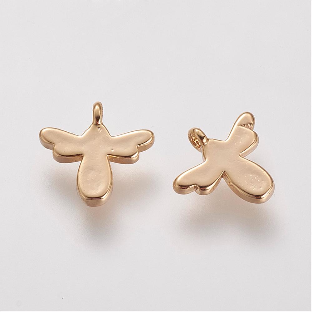 PandaHall Brass Pendants, Real Gold Plated, Angel, 9.5x10x1.5mm, Hole: 1mm Brass Angel & Fairy