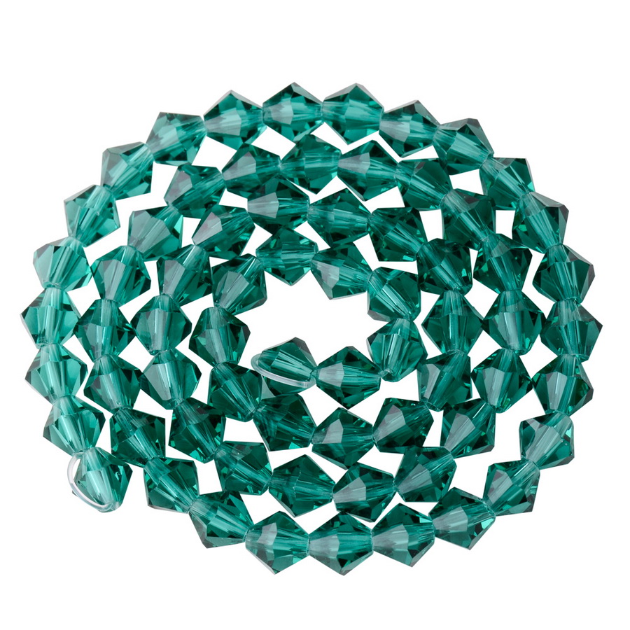 PandaHall Faceted Imitation Austrian Crystal Bead Strands, Grade AAA, Diamond, Dyed, Teal, 6x6mm, Hole: 1mm; about 68pcs/strand, 15.7" Glass...
