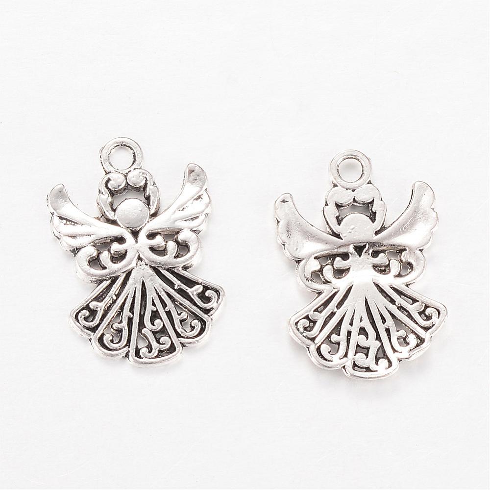 PandaHall Tibetan Style Alloy Pendants, Angel, Lead Free & Cadmium Free, Antique Silver, 20x14x2mm, Hole: 2mm; about 950pcs/1000g Alloy...