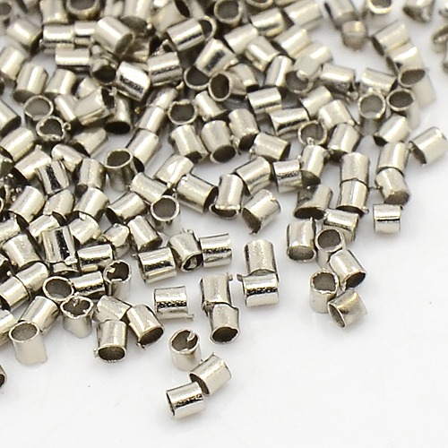 PandaHall 2MM Platinum Plated Tube Crimp Beads, Brass Beads, about 2mm wide, 2mm long, hole: 1.5mm, about 900pcs/10g Brass Tube