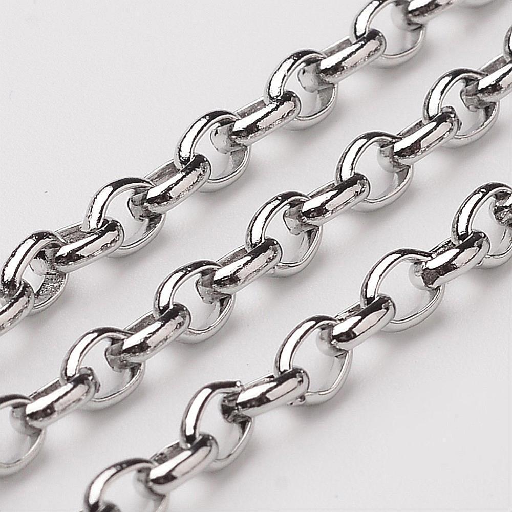 PandaHall 304 Stainless Steel Cable Chains, Stainless Steel Color, 4x3x1mm Stainless Steel