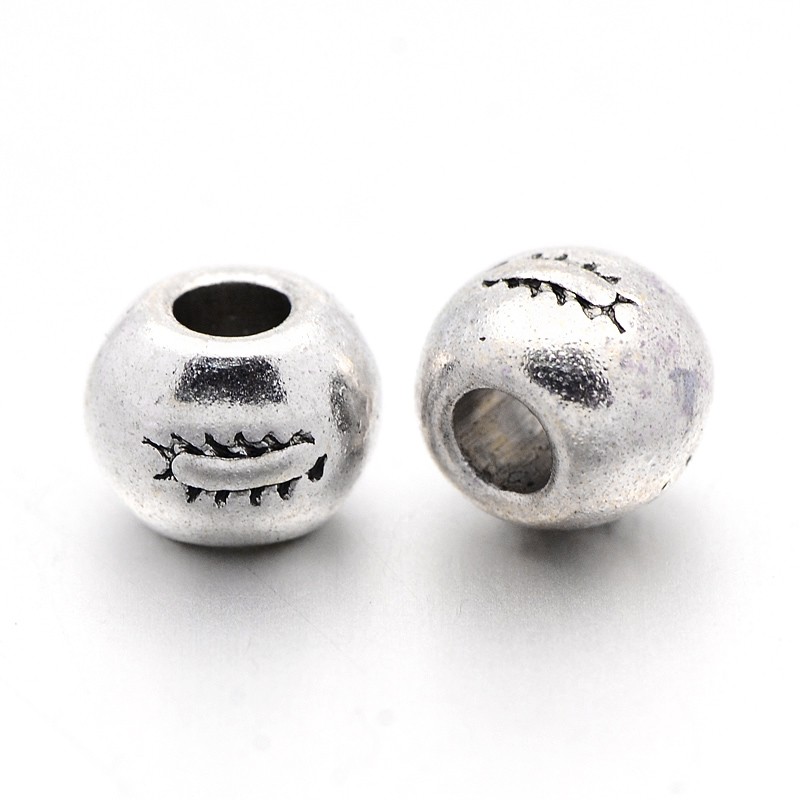 PandaHall Tibetan Silver Beads, Lead Free & Nickel Free & Cadmium Free, Round, Antique Silver, about 7mm in diameter, hole: 3mm Alloy Round