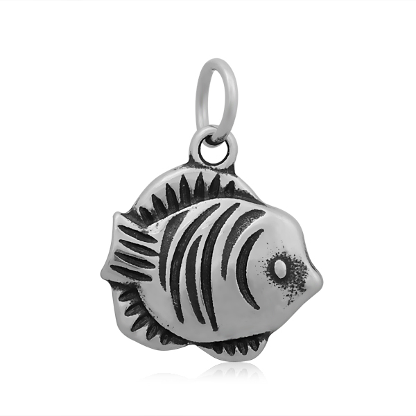 PandaHall Fish 316 Stainless Steel Pendants, Antique Silver, 18x17x2.5mm, Hole: 5mm Stainless Steel Fish