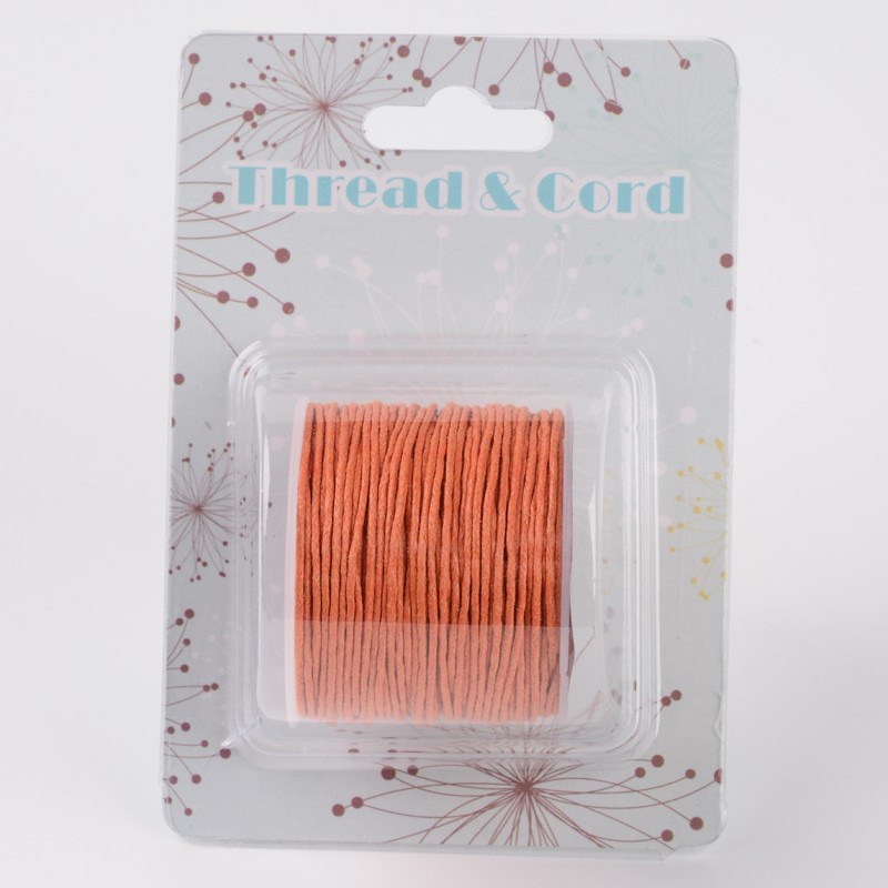 PandaHall Cotton Waxed Cord, DarkOrange, 1mm; about 25m/roll Waxed Cotton Cord Orange