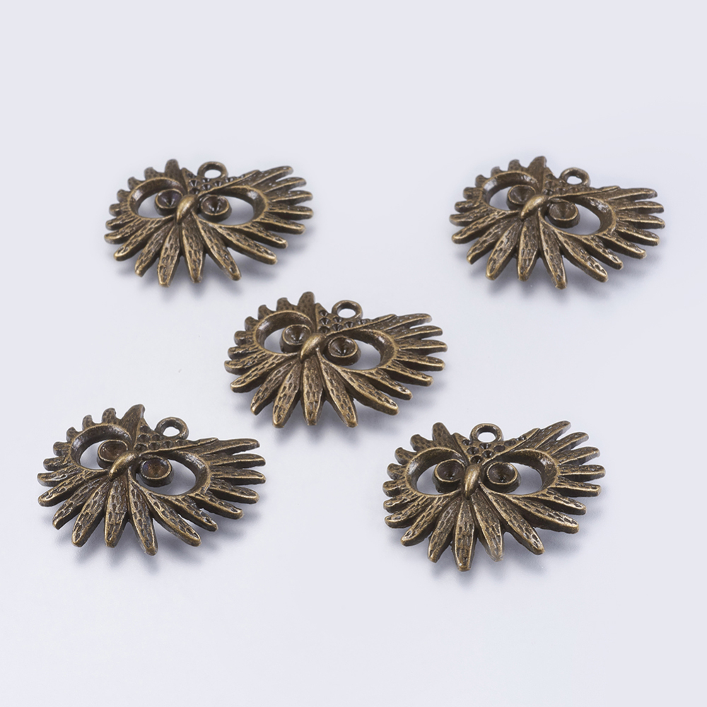 PandaHall Antique Bronze Alloy Pendant Rhinestone Settings, Owl, for Halloween, Cadmium Free & Lead Free & Nickel Free, 26x29x4mm, Fit for...