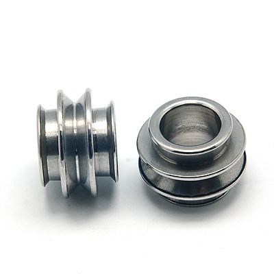 PandaHall 304 Stainless Steel Beads, Grooved Beads, Column, 14x10mm, Hole: 8mm Stainless Steel Column