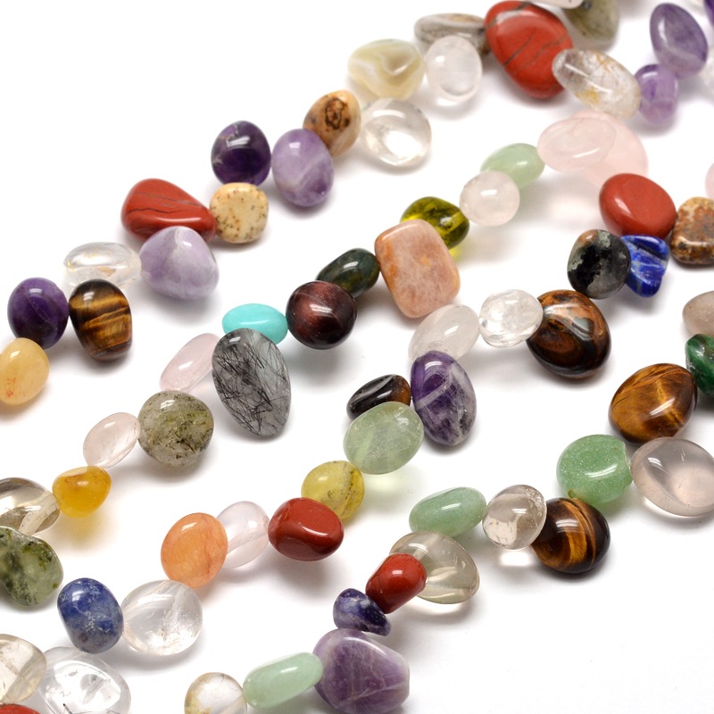 PandaHall Natural & Synthetic Gemstone Chip Bead Strands, 8~22x7~16x4~8mm, Hole: 1mm; about 16" Mixed Stone Chip
