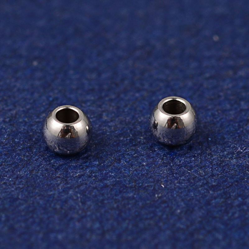 PandaHall Round 304 Stainless Steel Bead Spacers, Stainless Steel Color, 3x2mm, Hole: 1mm Stainless Steel Round