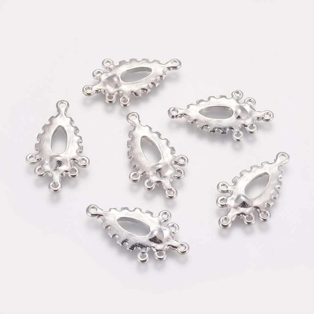 PandaHall Alloy Rhinestone Connector Settings, Lead Free and Cadmium Free, Drop, Platinum, 33x19x2mm, Hole: 1.5mm Alloy Drop