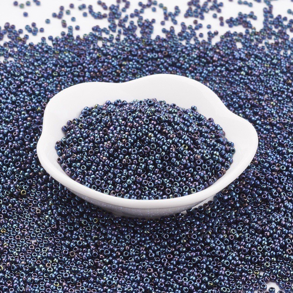 PandaHall TOHO&reg Japan Import Glass Round Seed Beads, 11/0 Metallic, MidnightBlue, 2x1.5mm, Hole: 0.5mm; about 933pcs/10g Glass Blue