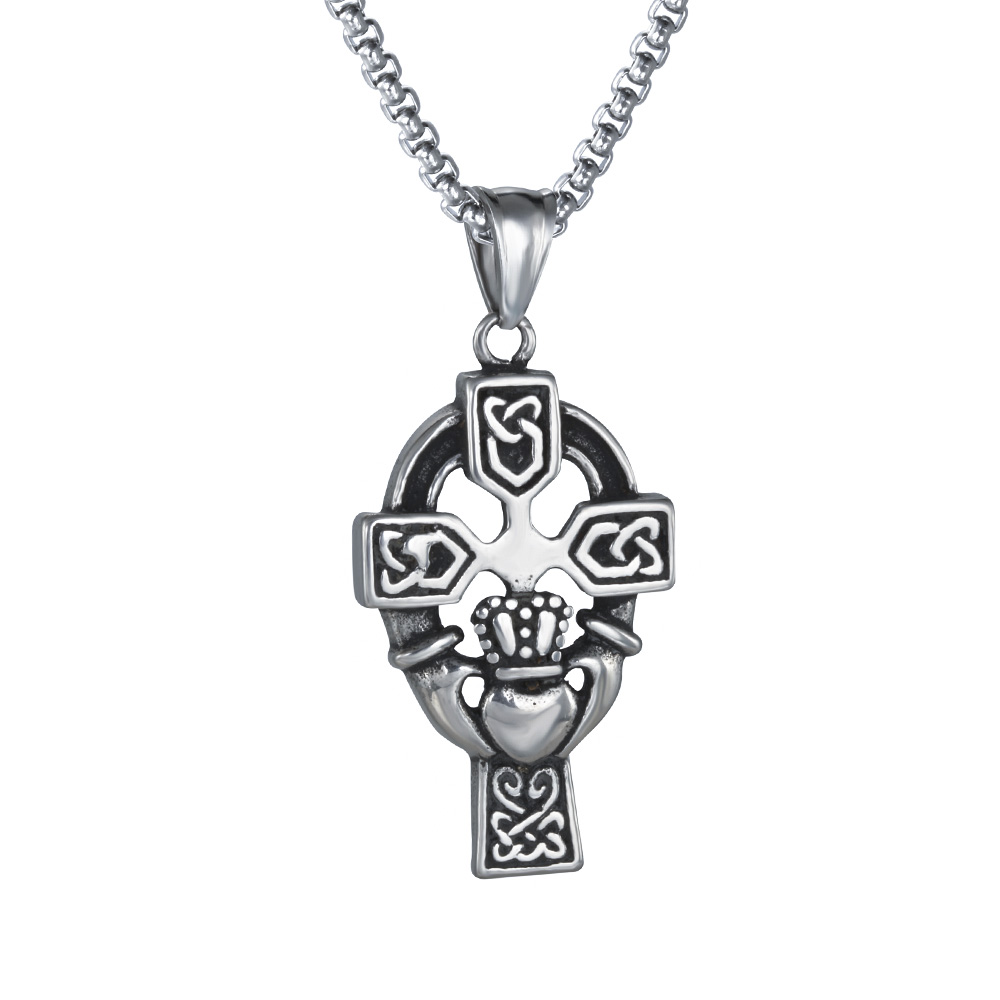 PandaHall 304 Stainless Steel Big Pendants, Cross, Antique Silver, 41.5x23.3x4.5mm, Hole: 5x7mm Stainless Steel Cross
