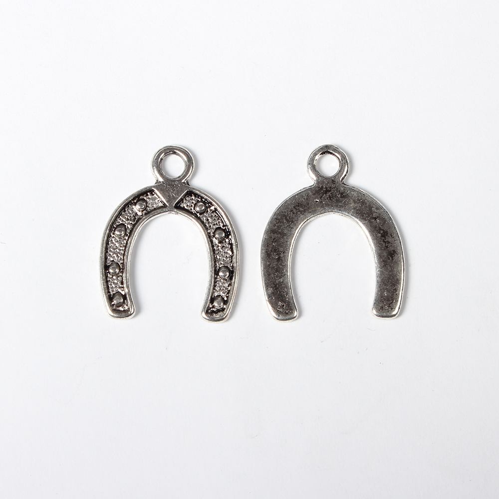 PandaHall Antique Silver Tibetan Style Horseshoe Pendants, Lead Free and Cadmium Free, 18mm wide, 24mm long, hole: 3mm Alloy Alphabet