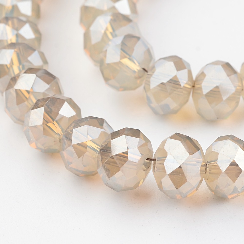 PandaHall Electroplate Glass Beads Strands, Imitation Jade, Full Rainbow Plated, Faceted Rondelle, WhiteSmoke, 8x6mm, Hole: 1mm; about...