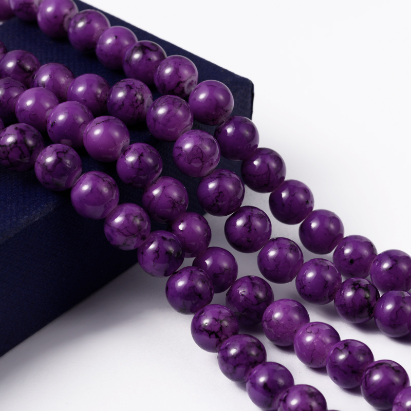 PandaHall Round DarkViolet Color Spray Painted Glass Beads Strands, 8mm, Hole: 1mm; about 104pcs/strand Glass Round Purple