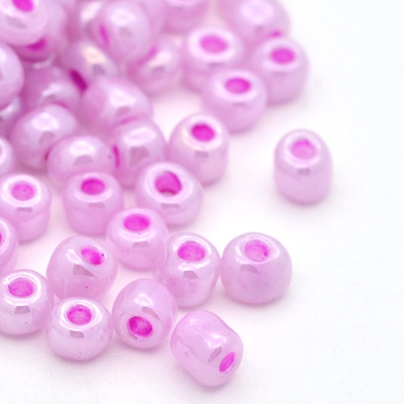 PandaHall 12/0 Ceylon Round Glass Seed Beads, MediumOrchid, Size: about 2mm in diameter, hole:1mm, about 3303pcs/50g Glass Purple