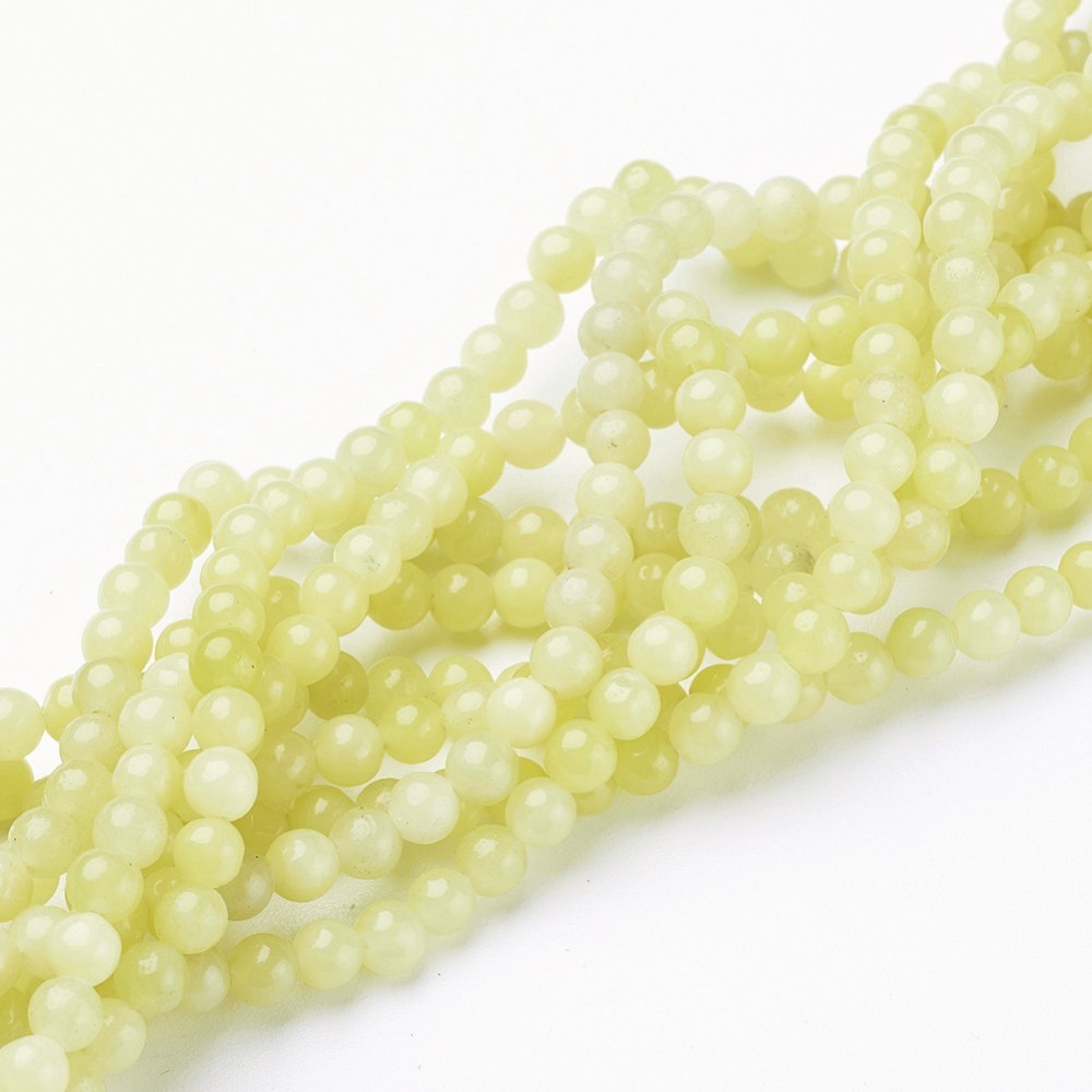 PandaHall Natural Gemstone Beads Strands, Round, Lemon Jade, Round, GreenYellow, about 4mm in diameter, hole: about 0.8mm, 15"~16" Lemon...
