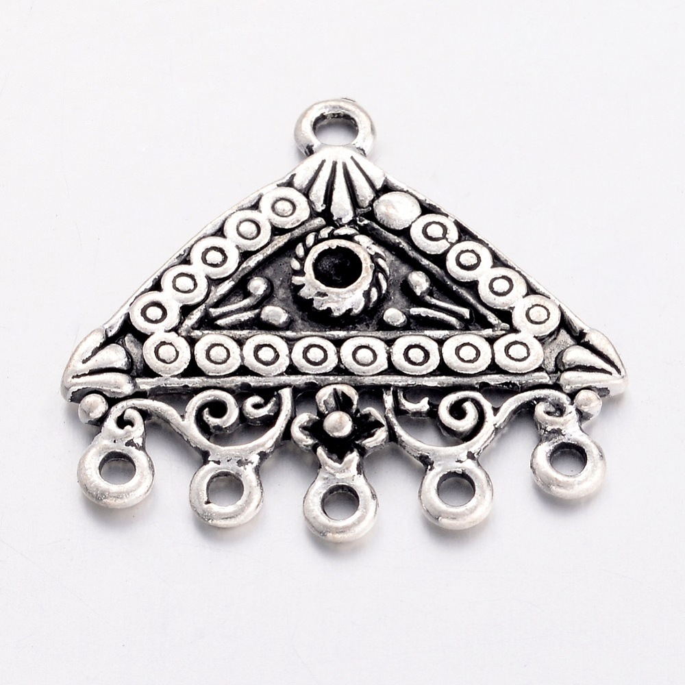 PandaHall Chandelier Component, Alloy Links, Antique Silver Color, Triangle, 27mm wide, 24.5mm long, 2mm thick, hole: 2mm Alloy Triangle