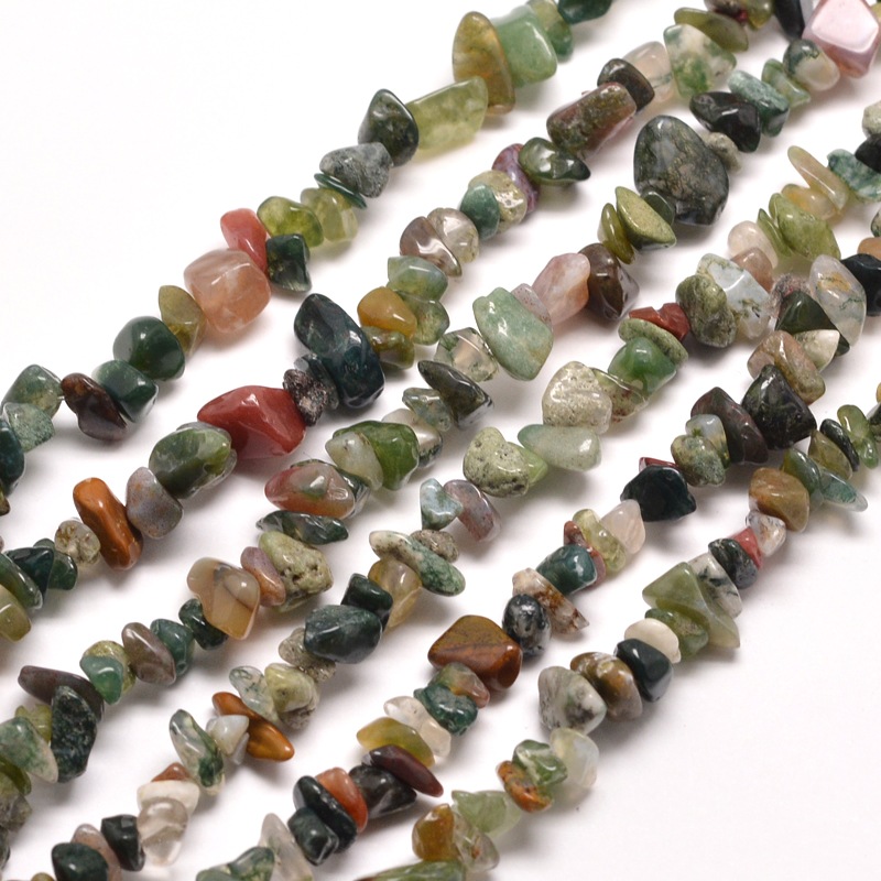 PandaHall Natural Indian Agate Chip Bead Strands, 5~8x5~8mm, Hole: 1mm; about 31.5" Indian Agate Chip