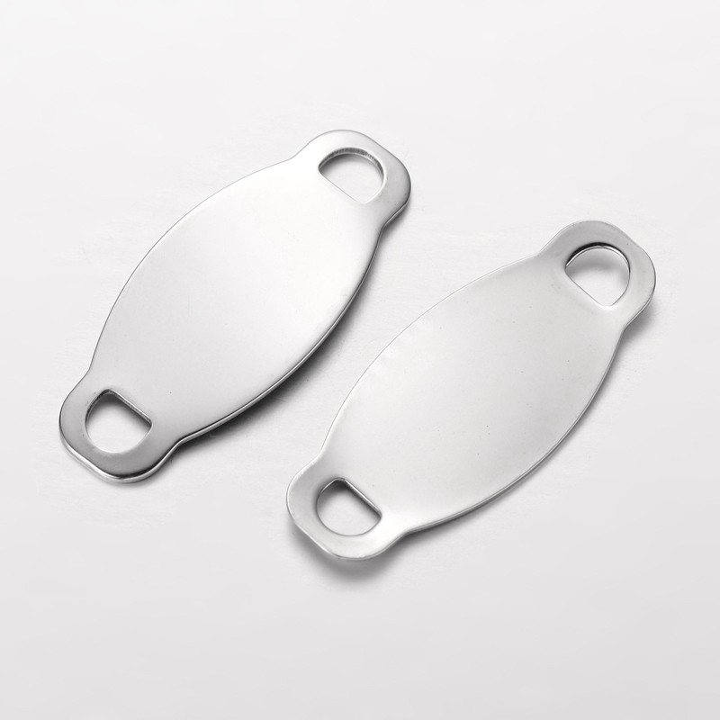 PandaHall 304 Stainless Steel Links, Oval, Stainless Steel Color, 41.5x18x1mm, Hole: 5.5x5.5mm Stainless Steel Oval