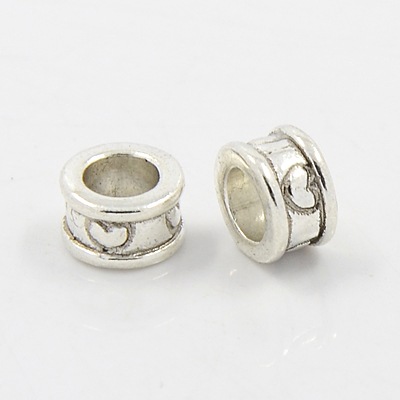 PandaHall Alloy European Beads, Tibetan Style, Column, Antique Silver, Lead Free and Cadmium Free and Nickel Free, 8x8x5mm, Hole: 5mm Alloy...