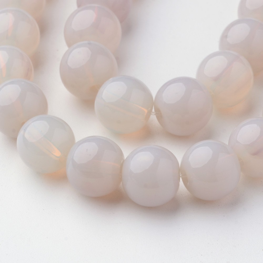 PandaHall Glass Beads Strands, Round, Dyed, AntiqueWhite, 8mm, Hole: 1mm; about 36pcs/strand, 10.4" Glass Round Orange