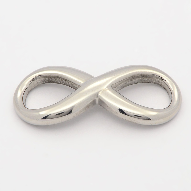 PandaHall Smooth Surface 304 Stainless Steel Infinity Links, Stainless Steel Color, 39x17x3.5mm, Hole: 13x10mm Stainless Steel Infinity