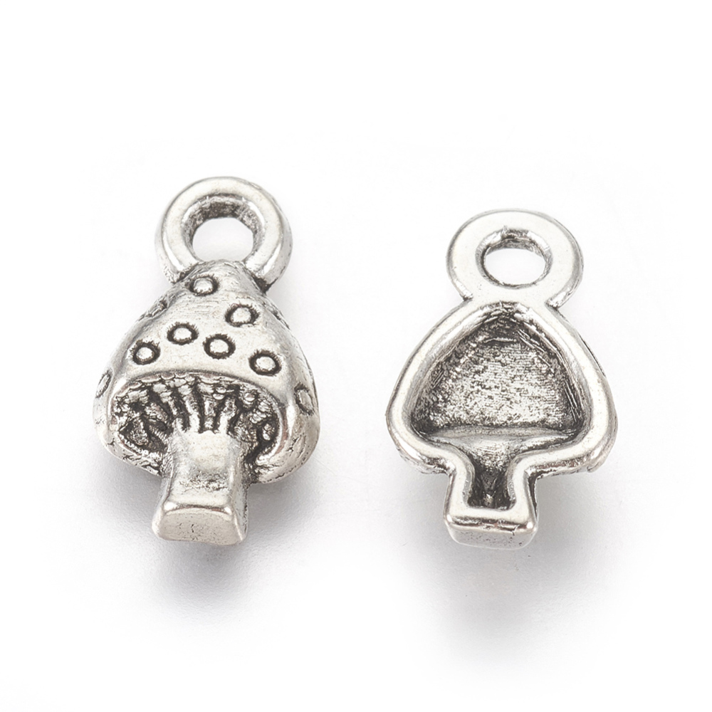 PandaHall Tibetan Silver Pendants, Lead Free and Cadmium Free, mushroom, Antique Silver Color, 8x13mm, hole: about 2mm Alloy Mushroom