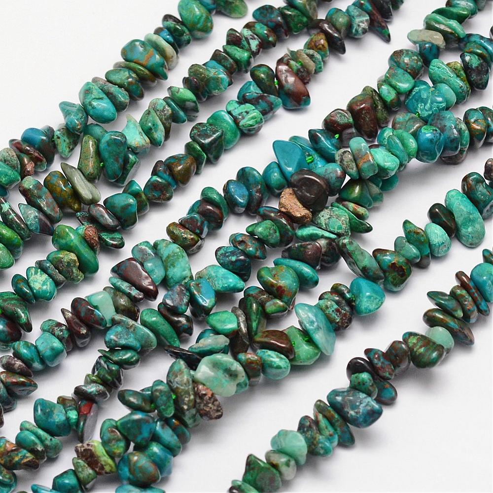 PandaHall Natural Chrysocolla Bead Strands, Chips, 4~12x4~12mm, Hole: 1mm; about 15.74" Chrysocolla Chip
