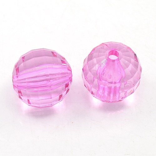 PandaHall Faceted Round Transparent Clear Acrylic Beads for Chunky Jewelry Making, Magenta, about 22mm in diameter, hole: 3mm Acrylic Round...