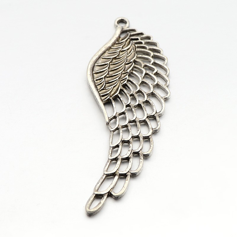 PandaHall Antique Silver Zinc Alloy wing Large Pendants, 100.5x35x3mm, Hole: 4mm Alloy Wing