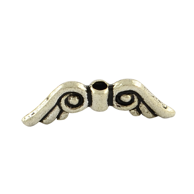 PandaHall Tibetan Style Alloy Angel Wing Beads, Lead Free , Antique Silver, 5x15.5x2mm, Hole: 1mm; about 3440pcs/1000g Alloy Wing
