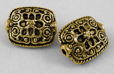 PandaHall Tibetan Style Rectangle Beads, Antique Golden Color, Lead Free & Nickel Free & Cadmium Free, Size: about 11mm wide, 13mm long...