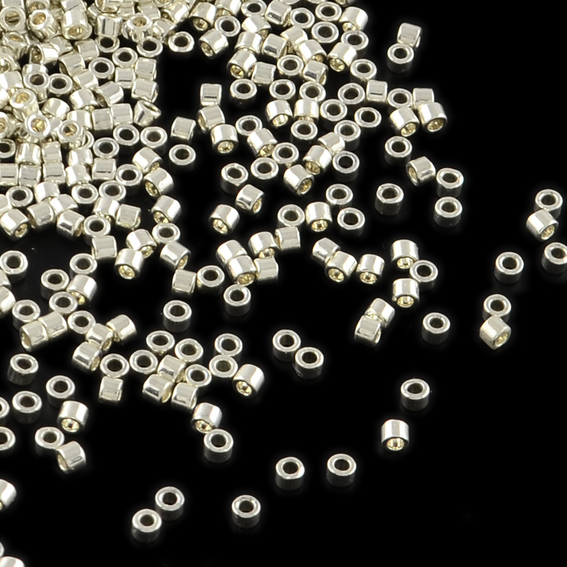 PandaHall MiYuki&reg Delica Beads, Japanese Seed Beads, Glass, Galvanized Silver, (DB0035), 11/0, Round Hole, 1x1.5mm, Hole: 0.5mm; about...