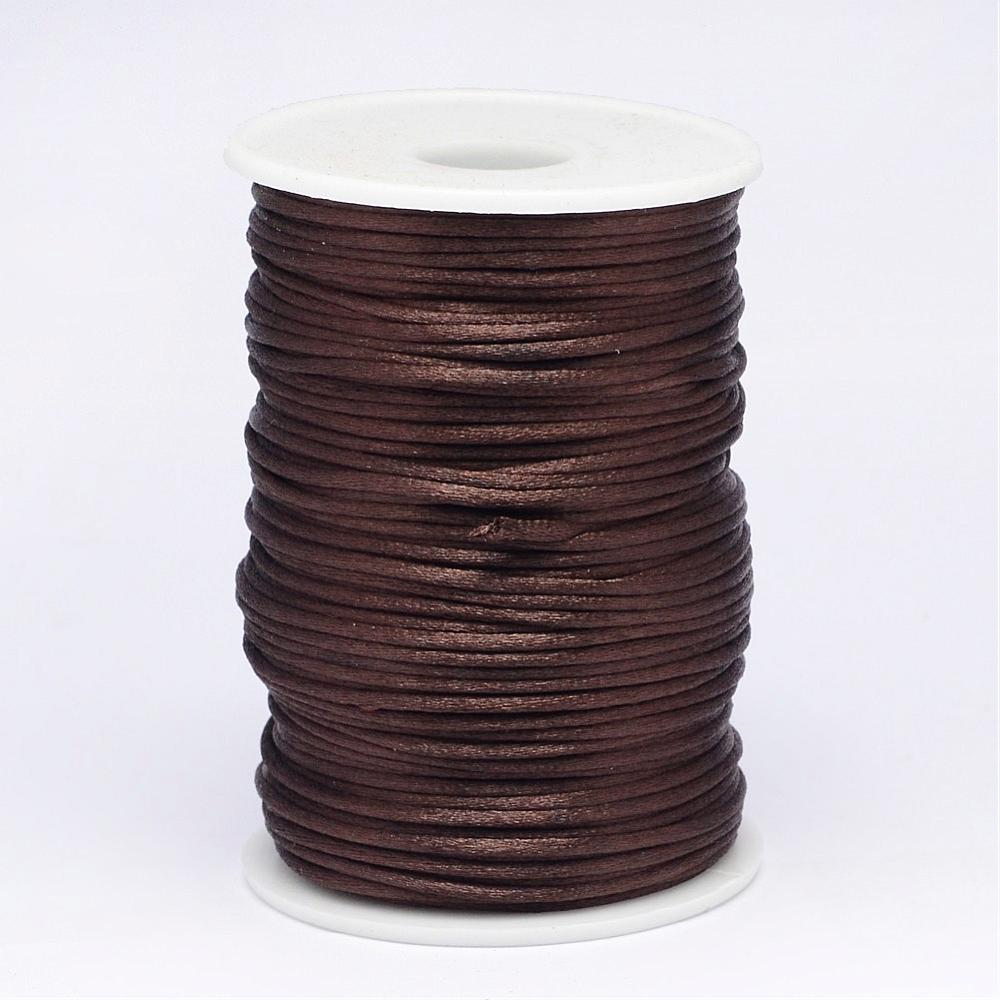 PandaHall Polyester Cord, CoconutBrown, 2mm; about 100yard/roll Polyester Brown