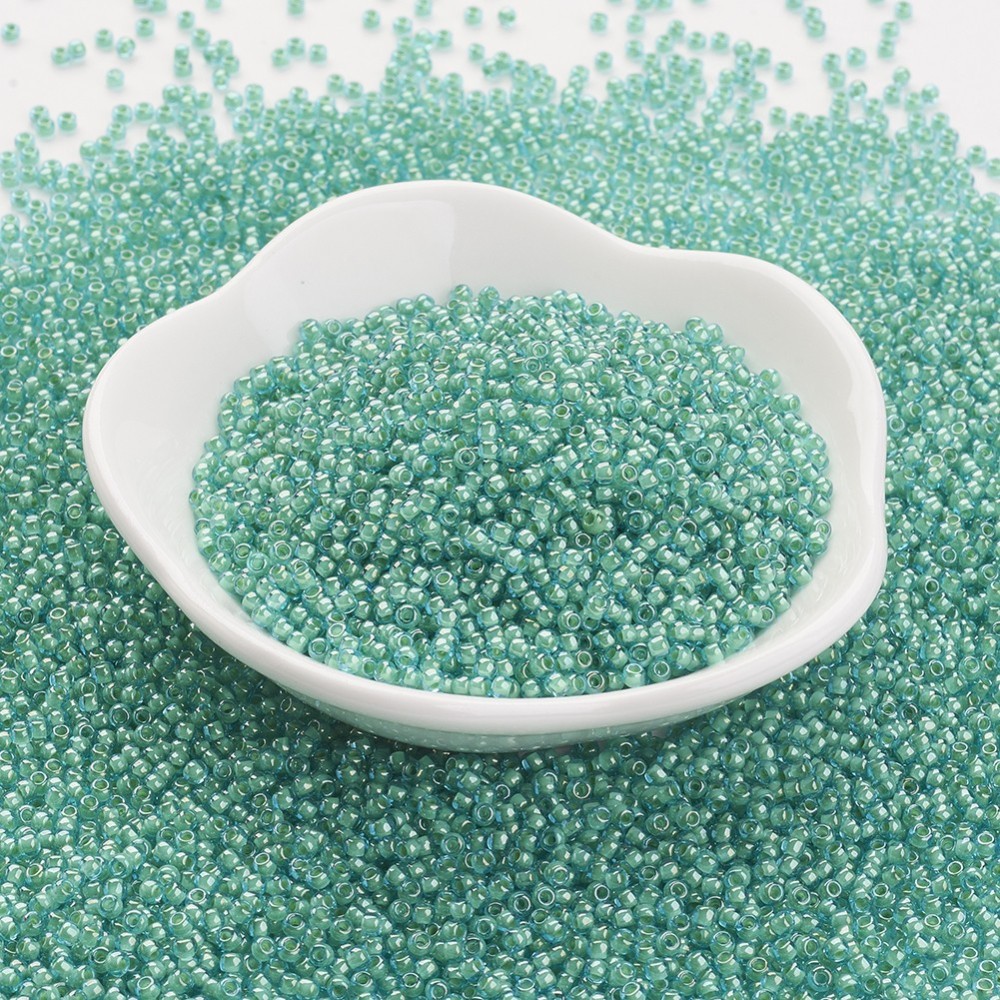 PandaHall TOHO&reg Japan Import Glass Round Seed Beads, 11/0 Inside Colours, MediumSeaGreen, 2x1.5mm, Hole: 0.5mm; about 900pcs/10g Glass...