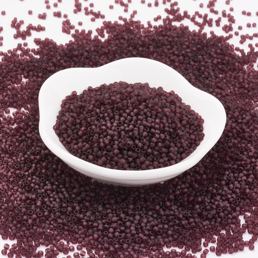 PandaHall TOHO&reg Japan Import Glass Round Seed Beads, 11/0 Frosted Transparent, Purple, 2x1.5mm, Hole: 0.5mm; about 933pcs/10g Glass...