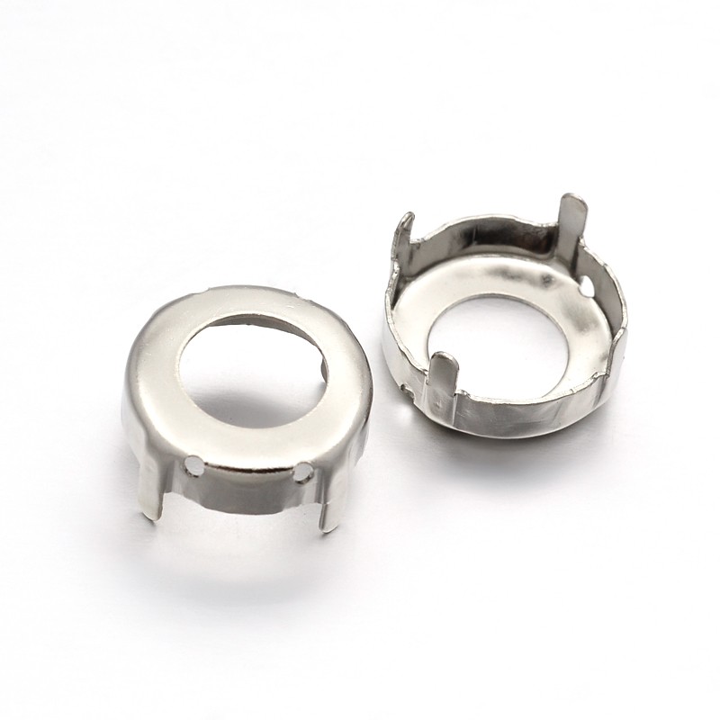 PandaHall Flat Round Brass Rhinstone Claw Settings, Open Back Bezel, Within the Error Range of 1mm, Platinum, 14x0.4mm; Fit for 14mm...