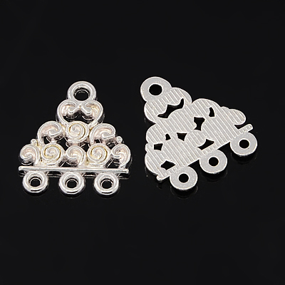 PandaHall Chandelier Components, Alloy Links, Triangle, Silver, Lead Free, Nickel Free and Cadmium Free,  about 18mm long, 17mm wide, 1.5mm...
