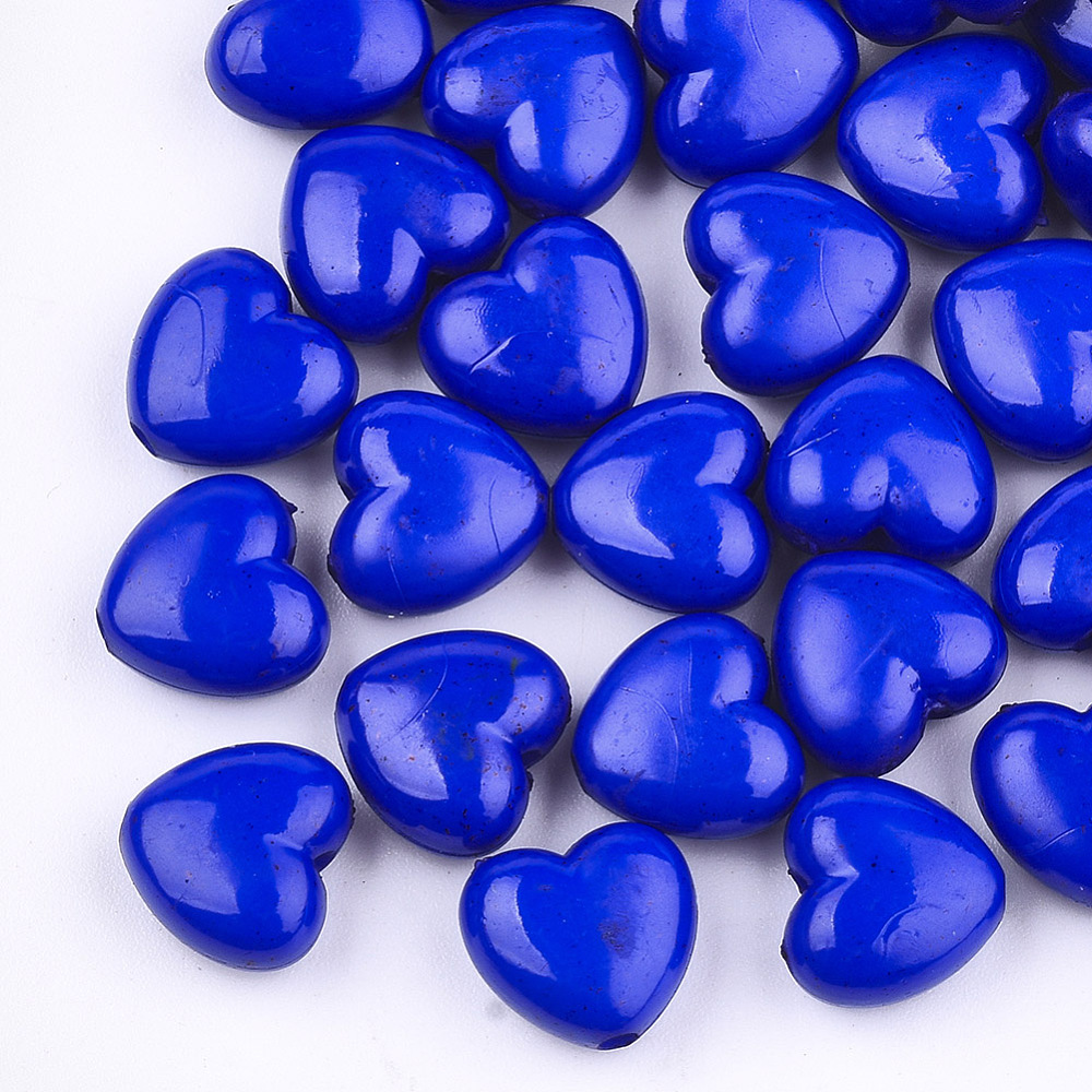 PandaHall Colorful Acrylic Beads, Opaque, Heart, Blue, 10x11x6mm, Hole: 2mm Acrylic Heart Blue