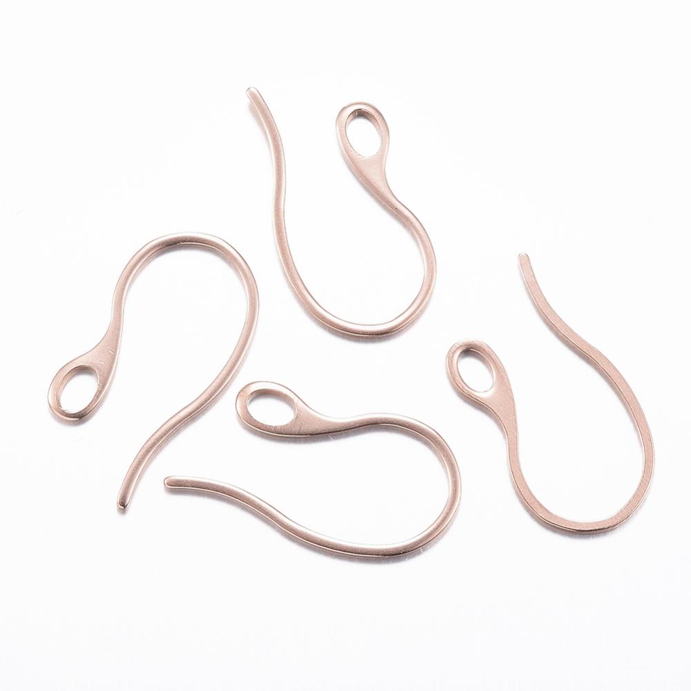 PandaHall 304 Stainless Steel Earring Hooks, Rose Gold, 22x11.5x1mm, Hole: 2.5x3.5mm Stainless Steel