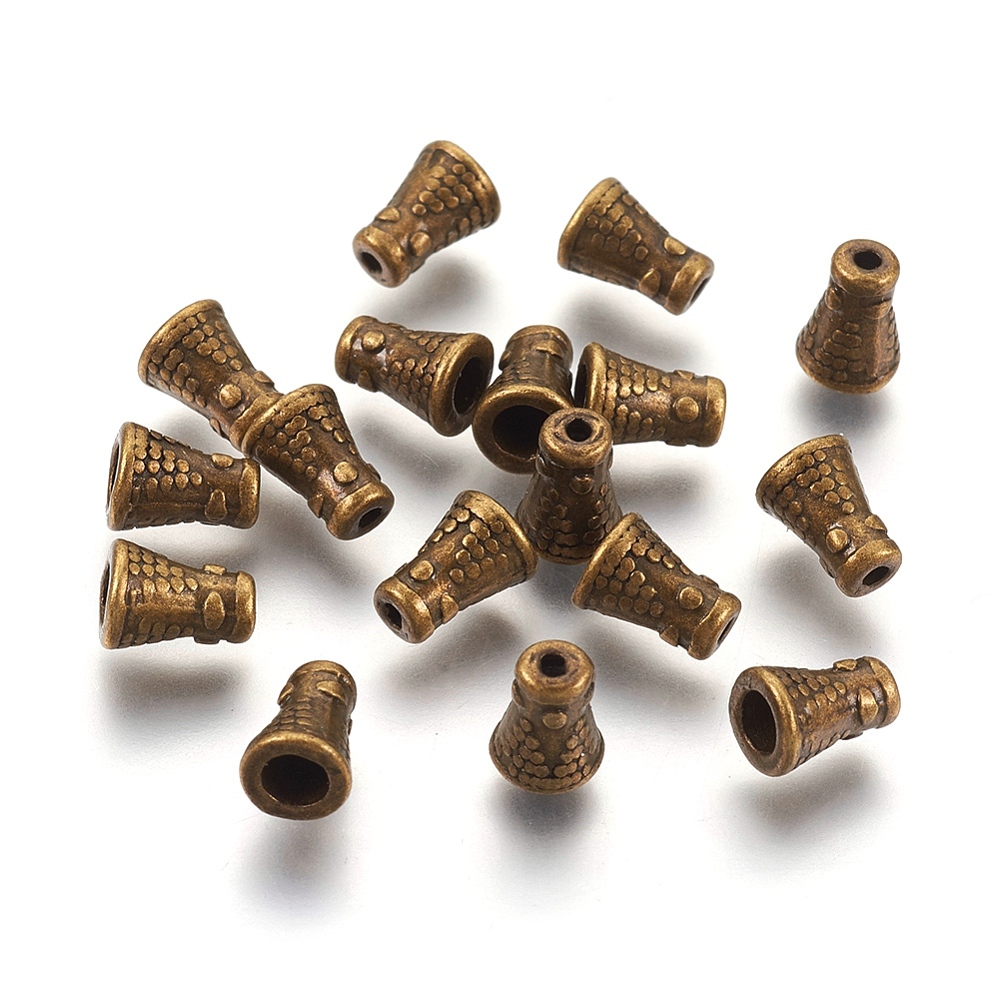 PandaHall Tibetan Style Bead Caps, Zinc Alloy Bead Caps, Lead Free and Cadmium Free, Antique Bronze, Cone, 5mm wide, 8mm long, hole: 1.5mm...