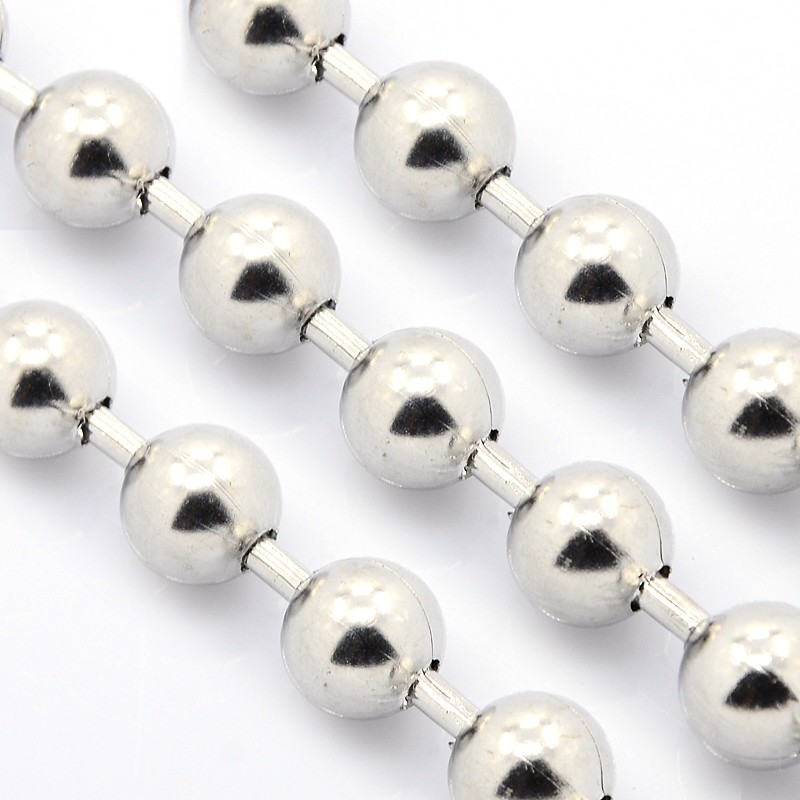 PandaHall Electroplate Stainless Steel Ball Chains, Stainless Steel Color, 10mm; Fit for 10mm inner diameter Ball Chain Connector Stainless...
