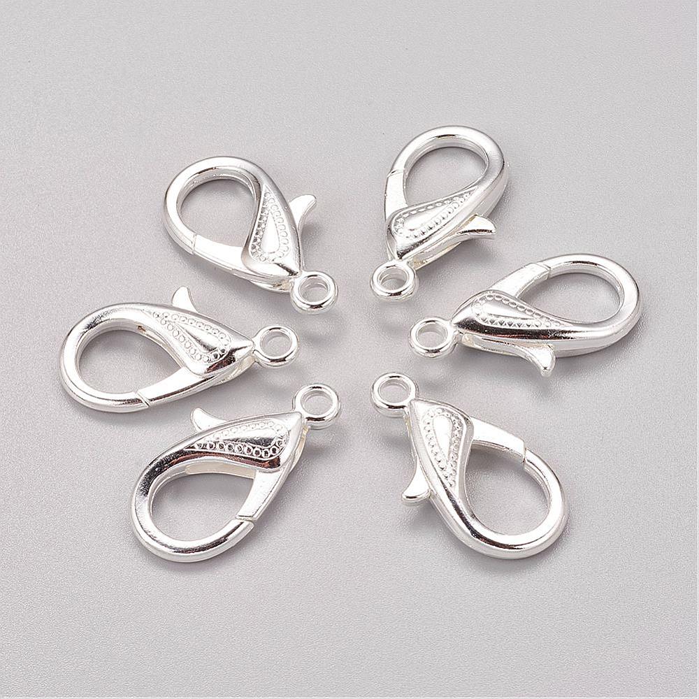 PandaHall Zinc Alloy Lobster Claw Clasps, Silver, 30x17x6mm, Hole: 3mm Alloy Others Silver