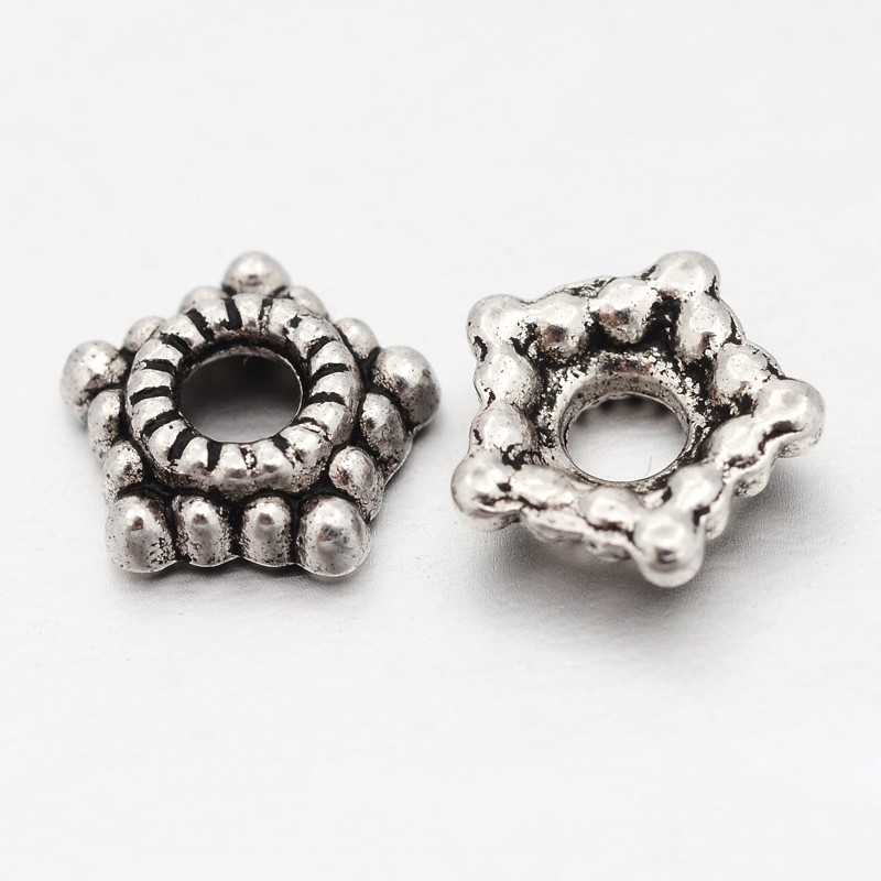 PandaHall Tibetan Style Bead Caps, Lead Free & Cadmium Free & Nickel Free, Star, Antique Silver, about 7.5mm in diameter, 3mm thick, hole...