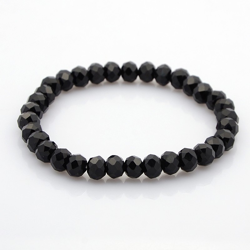 PandaHall Glass Rondelle Beads Stretch Bracelets, Black, 60mm Glass Black