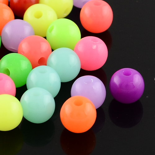 PandaHall Fluorescent Acrylic Beads, Round, Mixed Color, 16mm, Hole: 3mm Acrylic Round Multicolor