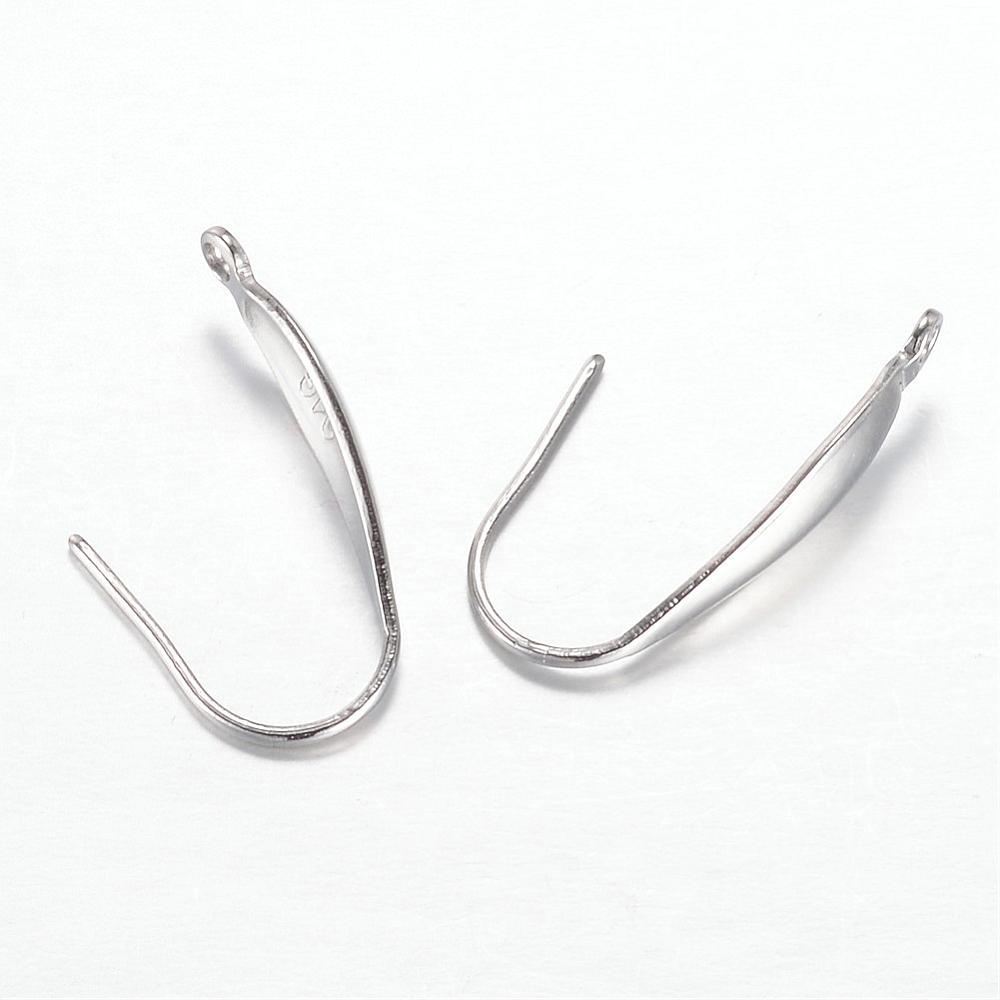 PandaHall 304 Stainless Steel Earring Hooks, Stainless Steel Color, 20x4.5mm, Hole: 1mm; Pin: 0.7mm. Stainless Steel