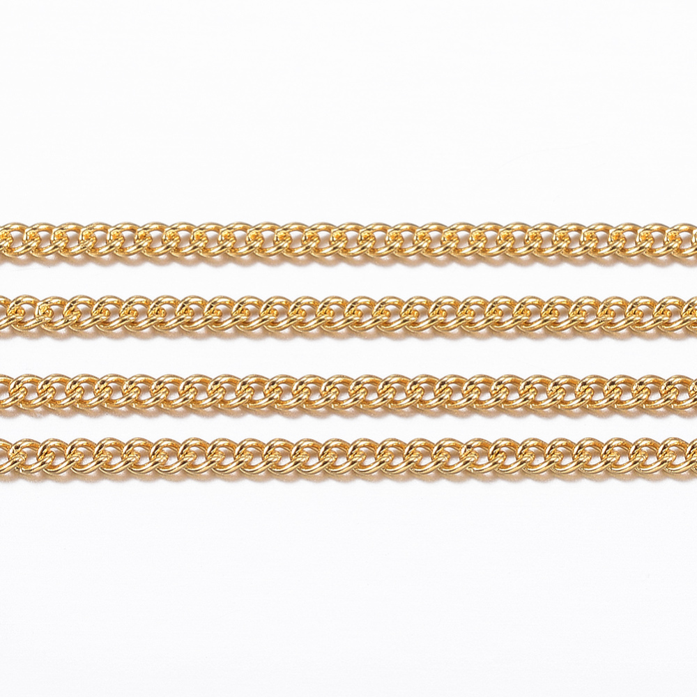 PandaHall 304 Stainless Steel Curb Chains, with Spool, Golden, 1.2x1.1x0.3mm, about 20m/roll Stainless Steel